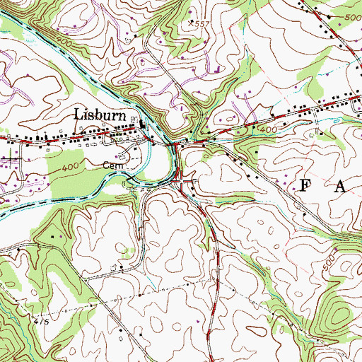 Topographic Map of Millers Run, PA