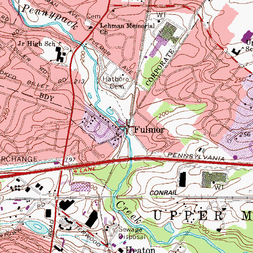 Topographic Map of Fulmor Station, PA