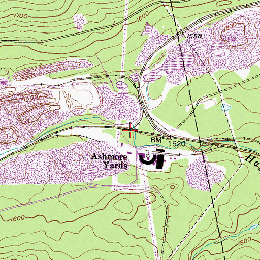 Topographic Map of Ashmore Station, PA