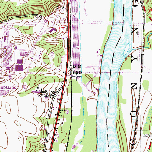 Topographic Map of Hicks Ferry Station, PA