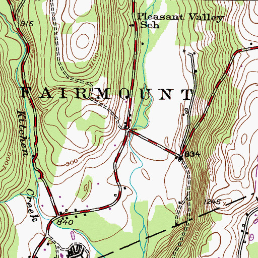 Topographic Map of Pleasant Valley, PA