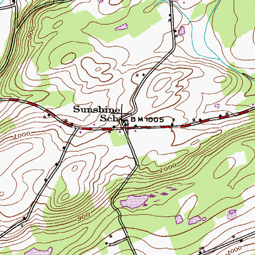 Topographic Map of Sunshine, PA