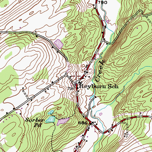 Topographic Map of Reyburn, PA