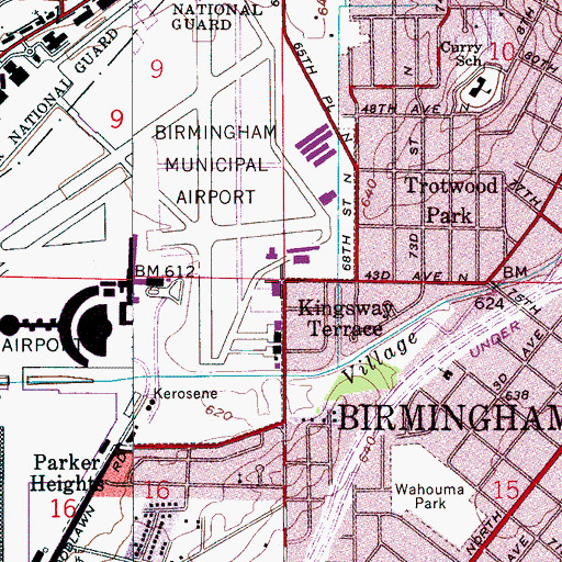 Topographic Map of Kingsway Terrace, AL