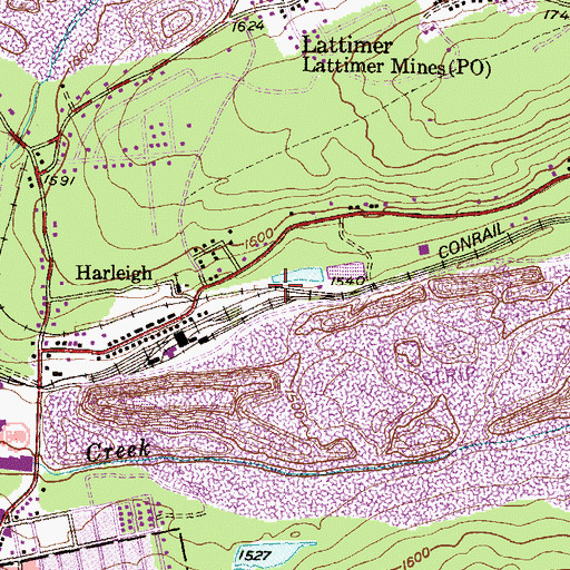 Topographic Map of Jeddo 7 Breaker Station, PA