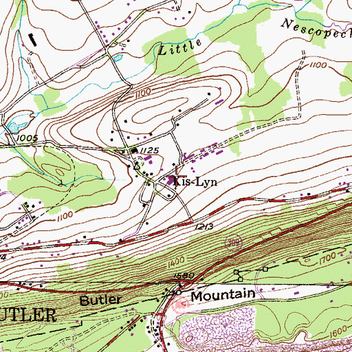 Topographic Map of Keystone Job Corp Center, PA