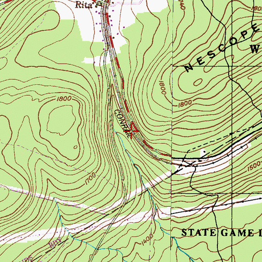 Topographic Map of Bergers Station, PA