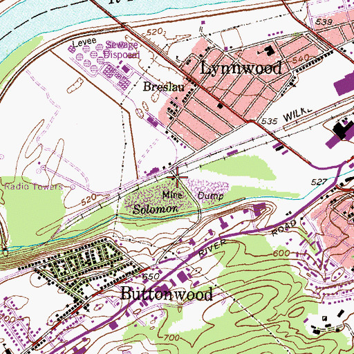 Topographic Map of Buttonwood Station, PA