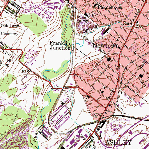 Topographic Map of Franklin Junction, PA