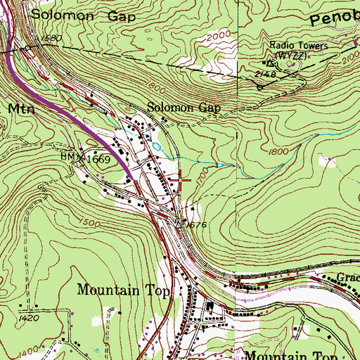 Topographic Map of Solomons Gap Station, PA