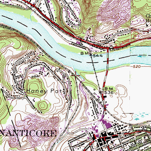 Topographic Map of Glen Lyon Station, PA