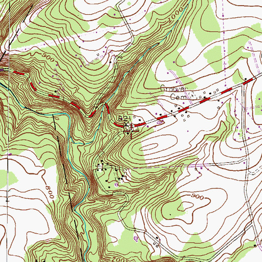 Topographic Map of Scanlin, PA