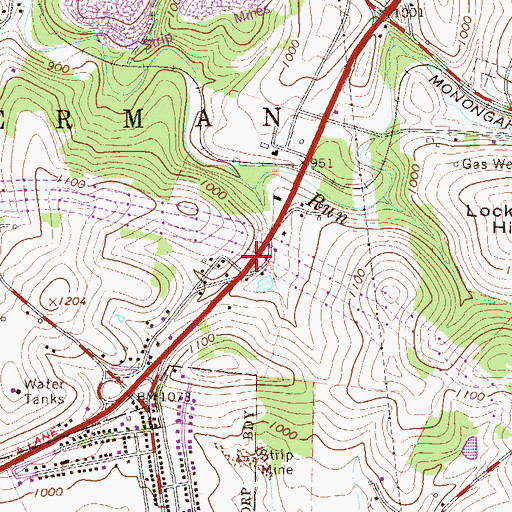 Topographic Map of Lardin, PA
