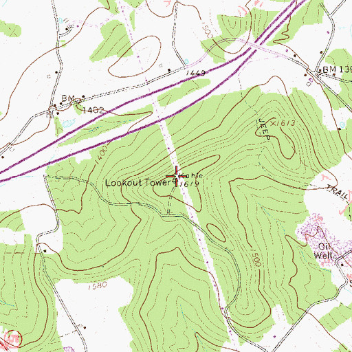 Topographic Map of Kahle Tower, PA