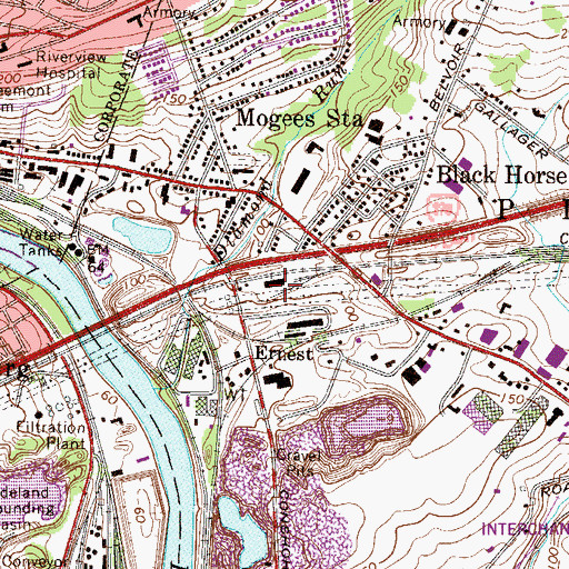 Topographic Map of Whitemarsh Junction Station, PA