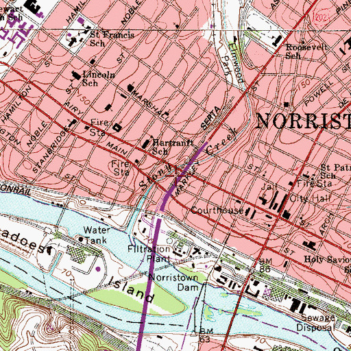 Topographic Map of Main Street Station, PA