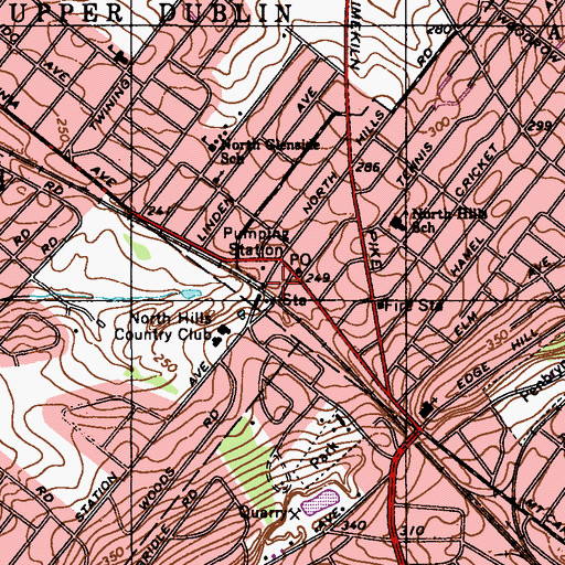 Topographic Map of North Hills, PA