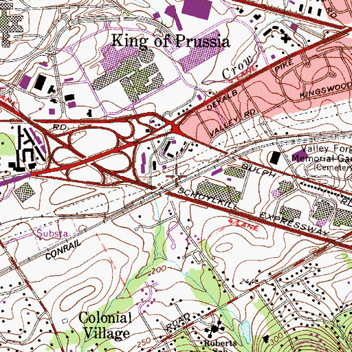 Topographic Map of King of Prussia Station, PA