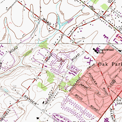 Topographic Map of Inglewood, PA