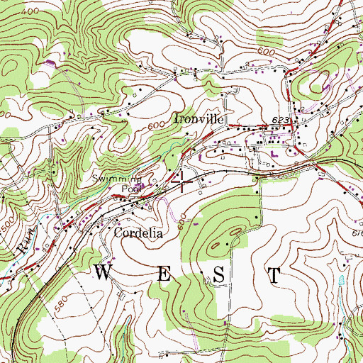 Topographic Map of Cordelia Station, PA