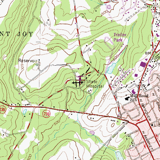 Topographic Map of Elizabethtown State Hospital, PA