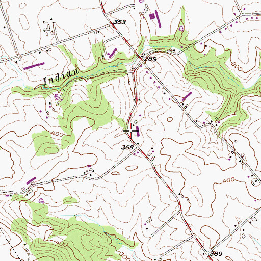 Topographic Map of Indiantown, PA