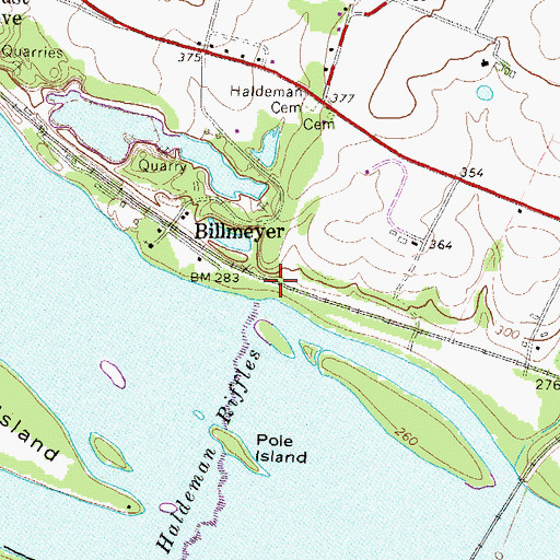 Topographic Map of Billmyer Station, PA