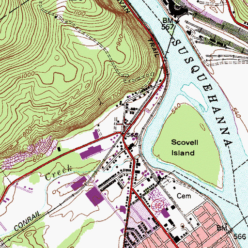 Topographic Map of West Pittston Station, PA