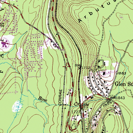 Topographic Map of Glen Summit Station, PA