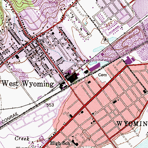 Topographic Map of Wyoming Station, PA