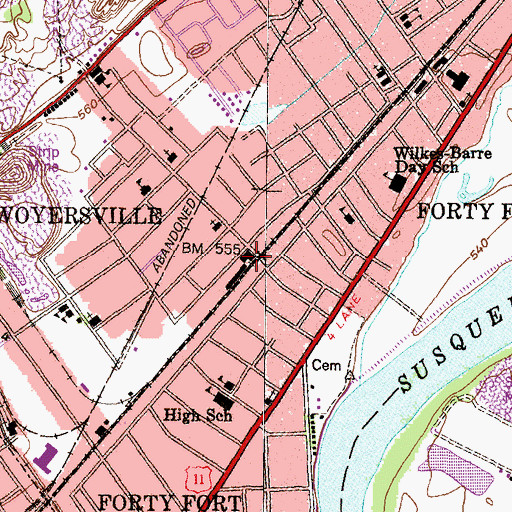 Topographic Map of Slocum Station, PA