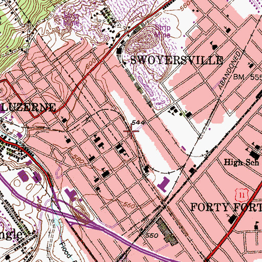 Topographic Map of Harvey Junction Station, PA