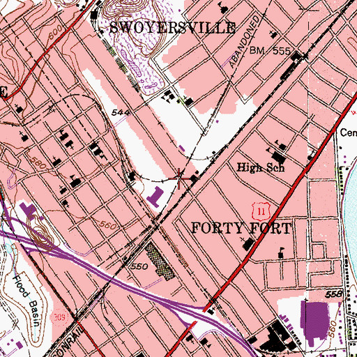 Topographic Map of Harvey Junction, PA
