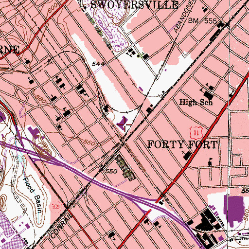 Topographic Map of Maltby Station, PA