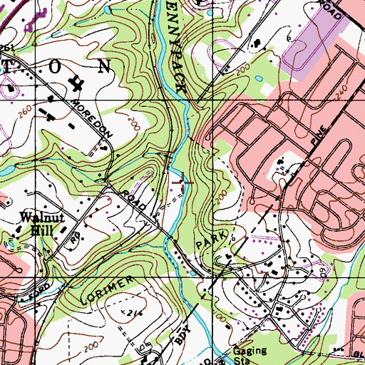 Topographic Map of Walnut Hill Station, PA