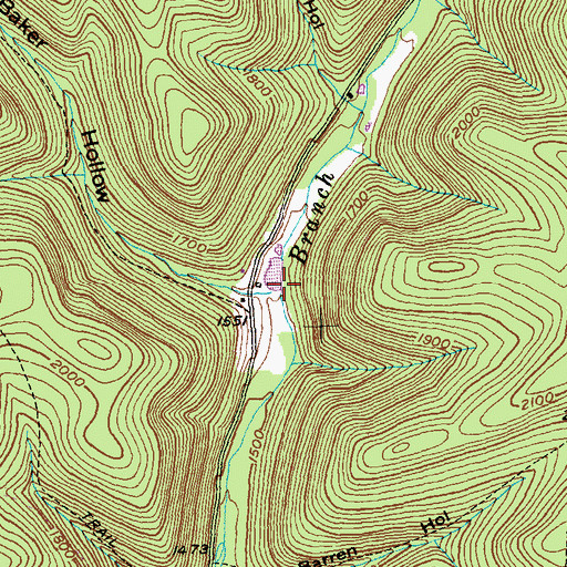 Topographic Map of Baker Run, PA