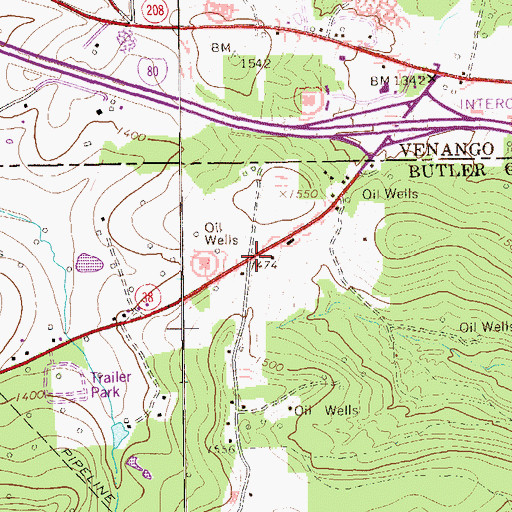 Topographic Map of Sandy Point, PA