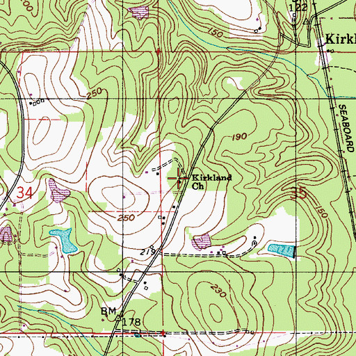 Topographic Map of Kirkland Church, AL