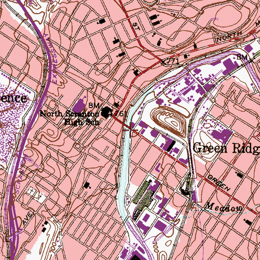 Topographic Map of D and H Green Ridge Bridge, PA