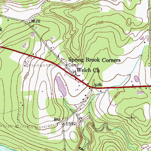 Topographic Map of Spring Brook, PA