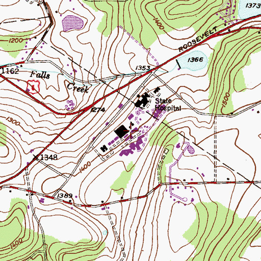 Topographic Map of Clarks Summit State Hospital, PA