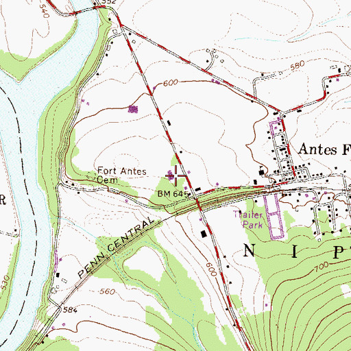 Topographic Map of Pennsylvania Game Commission Division Office, PA