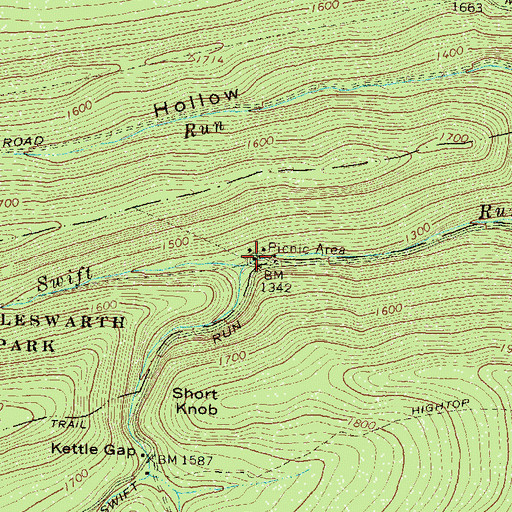 Topographic Map of Snyder Middleswarth Natural Area, PA