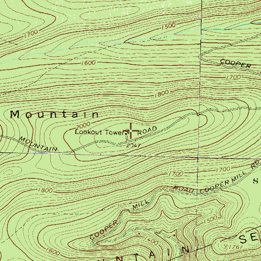 Topographic Map of Sand Mountain Tower, PA