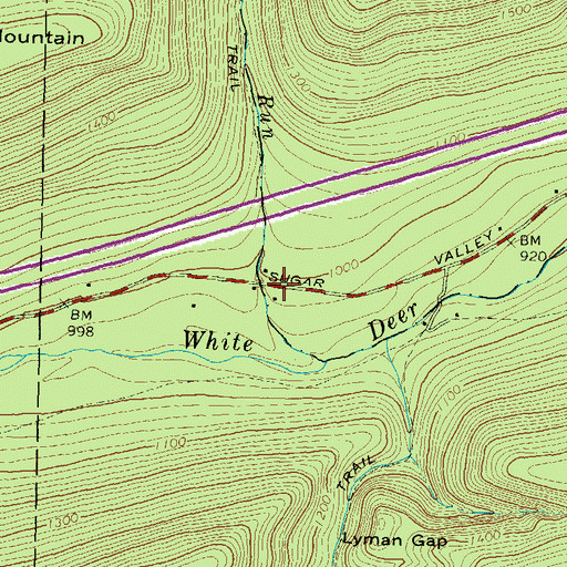 Topographic Map of Lick Run, PA
