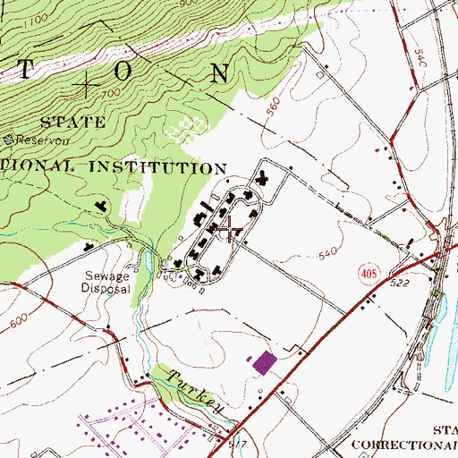 Topographic Map of Muncy Industrial Home for Women, PA