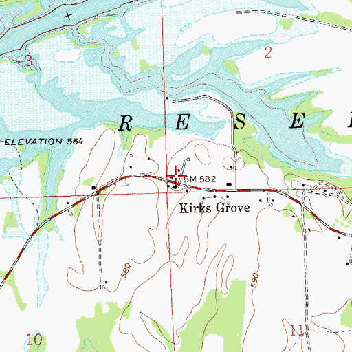 Topographic Map of Kirks Grove, AL