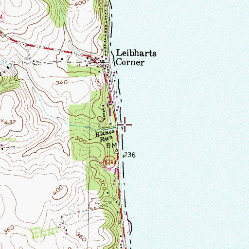 Topographic Map of Klines Run, PA