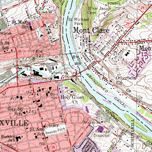 Topographic Map of Phoenixville Station, PA