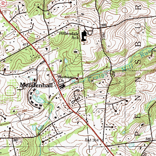Topographic Map of Mendenhall Station, PA